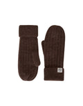 Braune Hope Icon Handschuhe von MSCH Copenhagen aus weichem Woll- und Alpakamix mit gerippter Strickstruktur, umgeschlagenen Bündchen und dezentem Logo-Etikett.