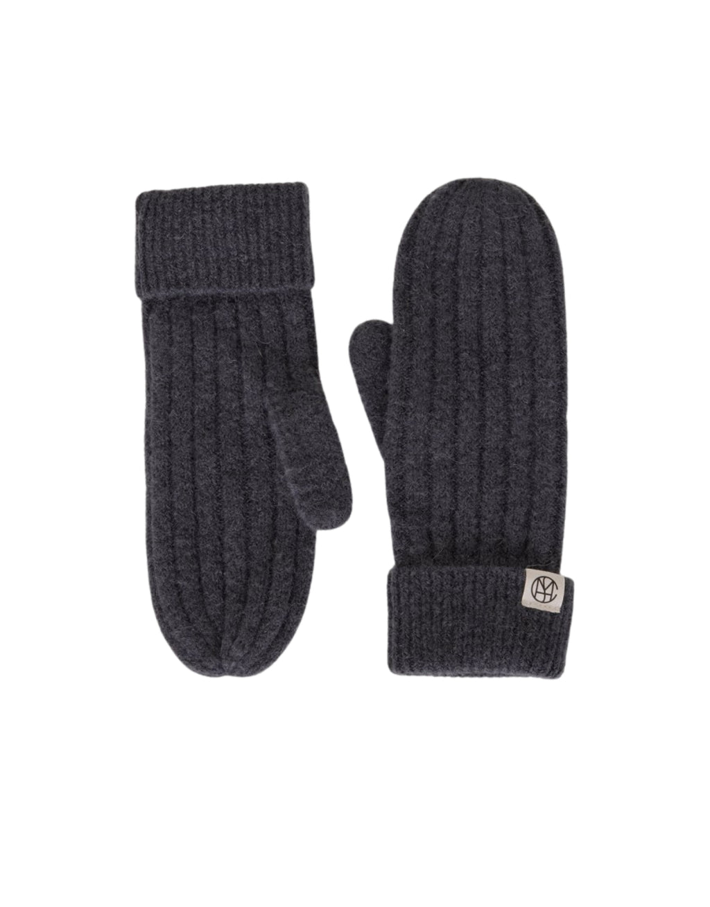 Dunkelblaue Hope Icon Handschuhe  von MSCH Copenhagen aus weichem Woll- und Alpakamix mit gerippter Strickstruktur, umgeschlagenen Bündchen und dezentem Logo-Etikett.