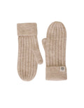 Beige Hope Icon Handschuhe  von MSCH Copenhagen aus weichem Woll- und Alpakamix mit gerippter Strickstruktur, umgeschlagenen Bündchen und dezentem Logo-Etikett.
