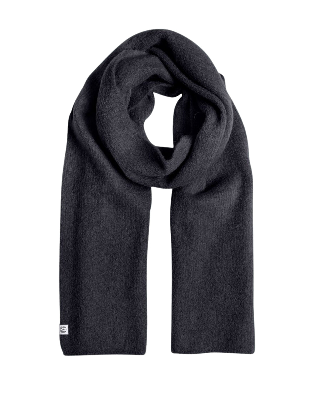 Dunkelblaufarbener Hope Icon Scarf von MSCH Copenhagen aus weichem Woll- und Alpakamix mit gebürsteter Oberfläche und dezentem Logo.