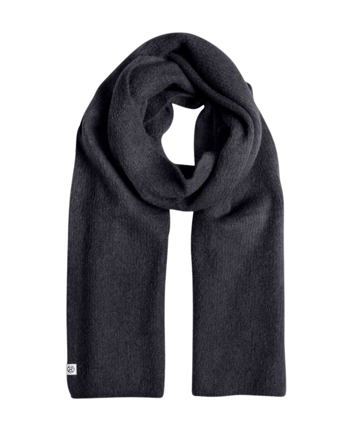 Dunkelblaufarbener Hope Icon Scarf von MSCH Copenhagen aus weichem Woll- und Alpakamix mit gebürsteter Oberfläche und dezentem Logo.