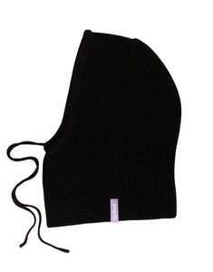 Schwarze Balaclava aus 100 % Merinowolle von Popeia – nachhaltiges Winter-Accessoire, weich, warm und modern