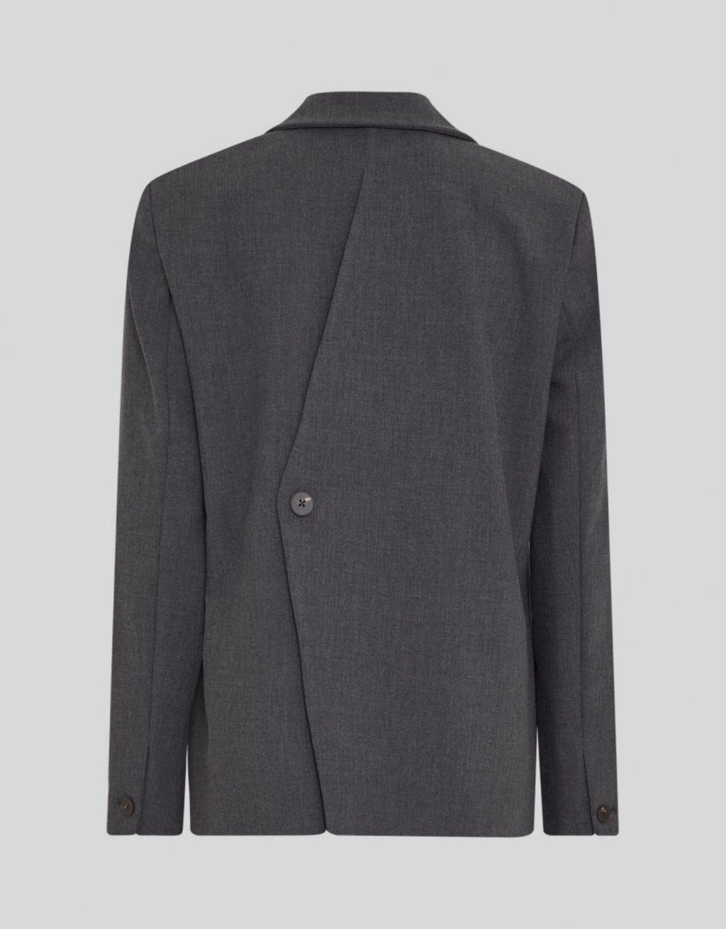  Dunkelgrau melierter Inge Henrike Loose Blazer von MSCH Copenhagen mit lockerer Passform, Reverskragen, zwei Knöpfen, Pattentaschen und raffiniertem Rückenschlitz