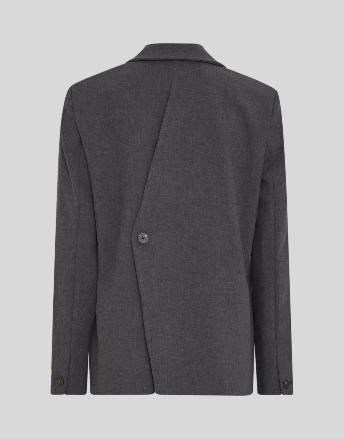  Dunkelgrau melierter Inge Henrike Loose Blazer von MSCH Copenhagen mit lockerer Passform, Reverskragen, zwei Knöpfen, Pattentaschen und raffiniertem Rückenschlitz