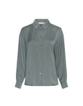 MSCH Copenhagen Bluse Sandeline Maluca Laurel Wreath in Grün mit Knopfleiste und klassischem Kragen.