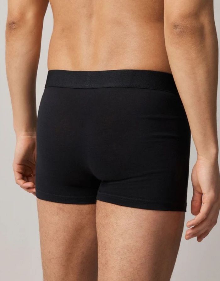 2er Set Baumwoll Boxershorts von Snocks in Schwarz mit Logo am Model von hinten