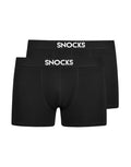 2er Set Baumwoll Boxershorts von Snocks in Schwarz mit Logo als Freisteller