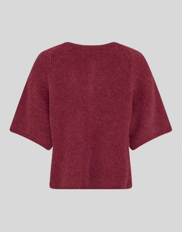 Bondie Hope 2/4 Cardigan von MSCH Copenhagen in Rhododendron mit kurzen weiten Ärmeln, Rundhalsausschnitt und Knopfleiste