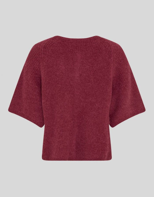 Bondie Hope 2/4 Cardigan von MSCH Copenhagen in Rhododendron mit kurzen weiten Ärmeln, Rundhalsausschnitt und Knopfleiste von Hinten