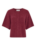 Bondie Hope 2/4 Cardigan von MSCH Copenhagen in Rhododendron mit kurzen weiten Ärmeln, Rundhalsausschnitt und Knopfleiste Freisteller