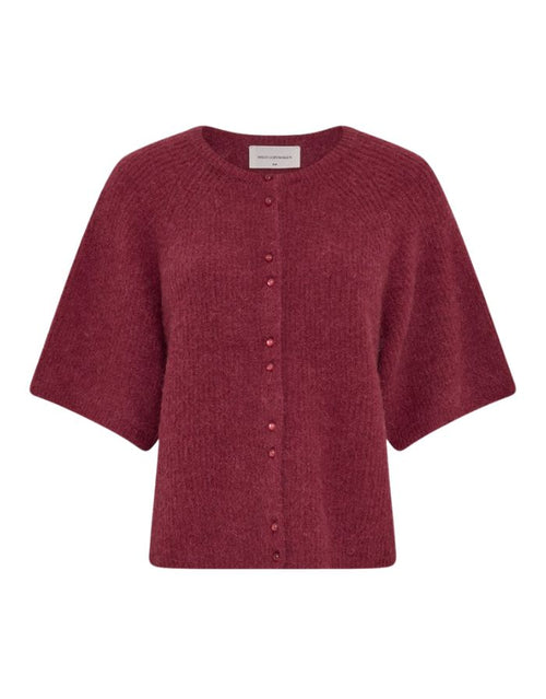 Bondie Hope 2/4 Cardigan von MSCH Copenhagen in Rhododendron mit kurzen weiten Ärmeln, Rundhalsausschnitt und Knopfleiste Freisteller