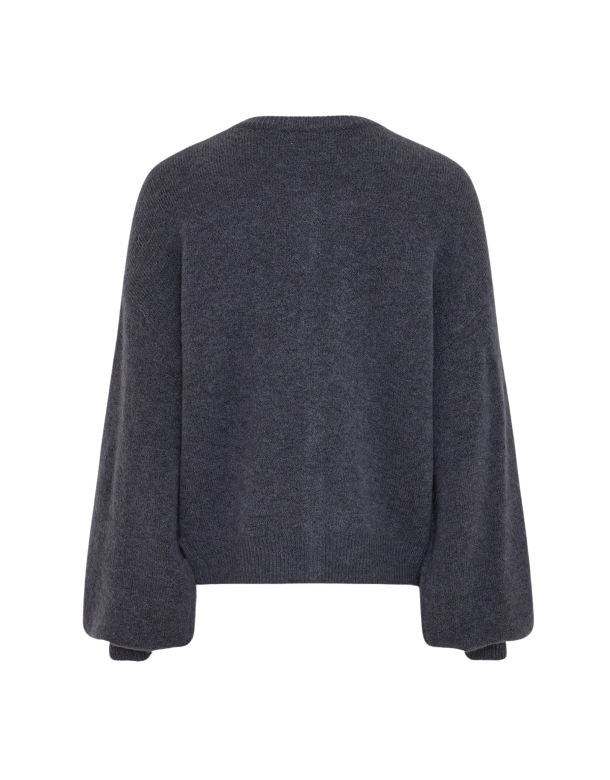 Blauer MSCHBondie Hope Cardigan von MSCH Copenhagen aus weichem Wollmix mit Rundhalsausschnitt, Knopfleiste und langen Ballonärmeln.