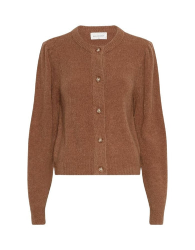 Miabelle Hope Cardigan von MSCH Copenhagen in Toasted Coconut – reguläre Passform, lange Ärmel mit gerippten Bündchen, Knopfleiste mit großen Knöpfen und runder Halsausschnitt.