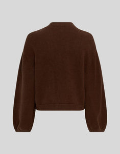 MSCH Copenhagen Cardigan Zafina in Slate Black – kastiger Strickcardigan mit Ballonärmeln