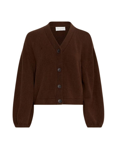 MSCH Copenhagen Cardigan Zafina in Slate Black – kastiger Strickcardigan mit Ballonärmeln