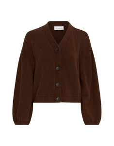 MSCH Copenhagen Cardigan Zafina in Slate Black – kastiger Strickcardigan mit Ballonärmeln