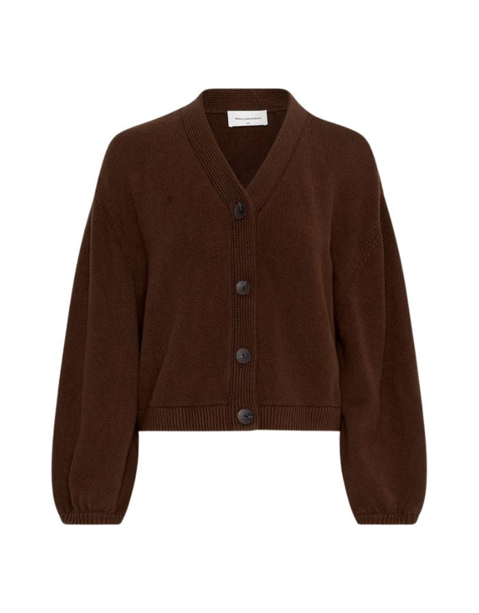 MSCH Copenhagen Cardigan Zafina in Slate Black – kastiger Strickcardigan mit Ballonärmeln