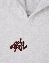 Laden Sie das Bild in den Galerie-Viewer, OH APRIL Boyfriend Hoodie Fluffy Light Grey Acid – oversized Damen Hoodie mit Sugar Pink Logo-Stickerei, Used-Optik, Größen XS–XL.
