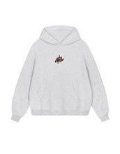 Laden Sie das Bild in den Galerie-Viewer, OH APRIL Boyfriend Hoodie Fluffy Light Grey Acid – oversized Damen Hoodie mit Sugar Pink Logo-Stickerei, Used-Optik, Größen XS–XL.
