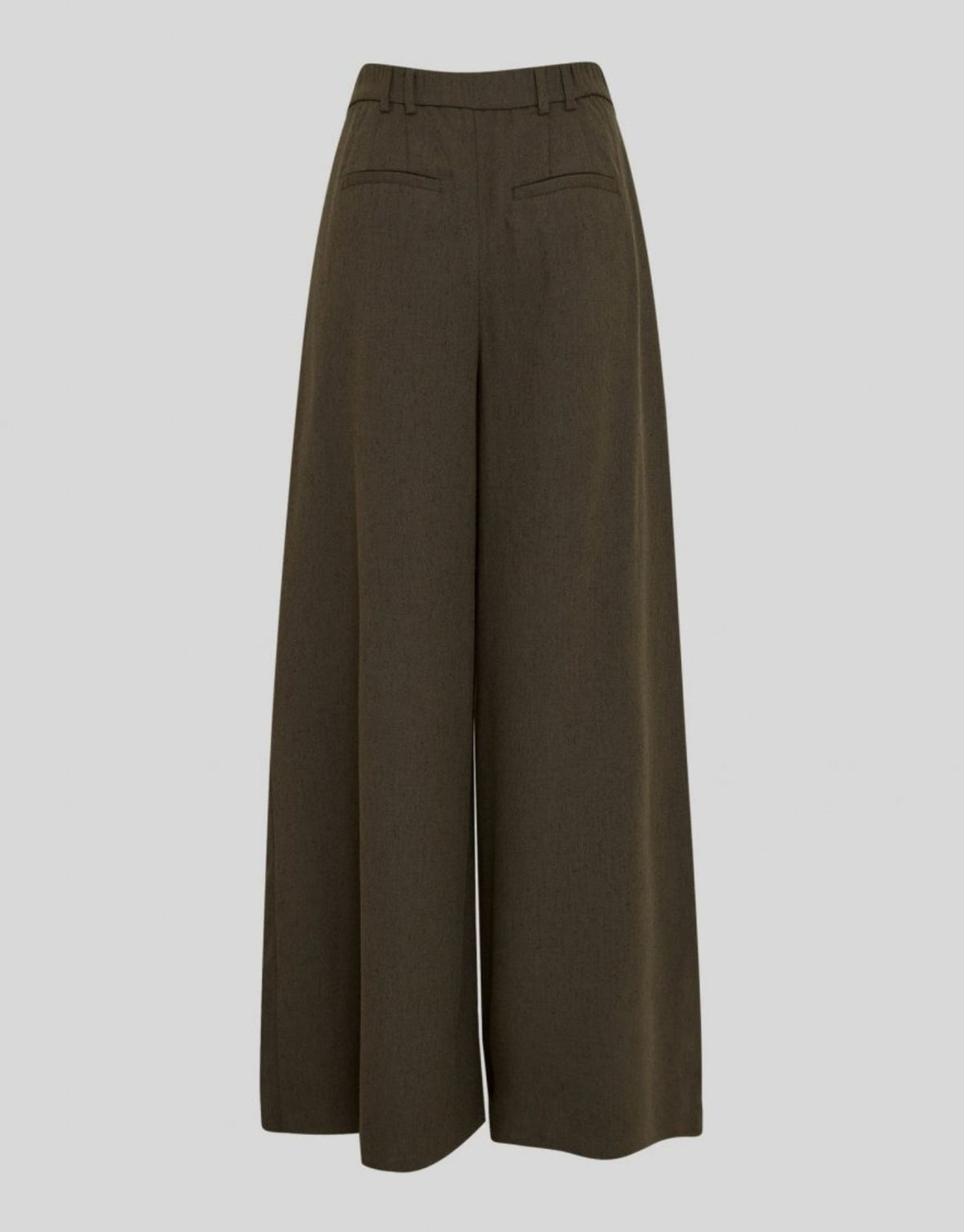 Grüne Hose Cabrie HW von MSCH Copenhagen in Forest N Mel mit weitem Bein, mittlerer Bundhöhe und voller Länge hinten