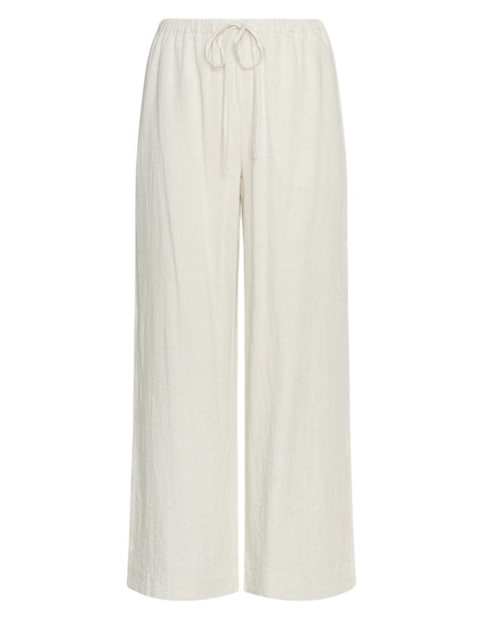  MSCH Copenhagen Hose Daria Sand in Beige mit weitem Bein und elastischem Bund.