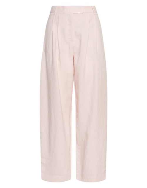 Hellrosa Franciska HW Hose von MSCH Copenhagen mit hoher Taille, weitem Bein und eleganten Falten von vorne