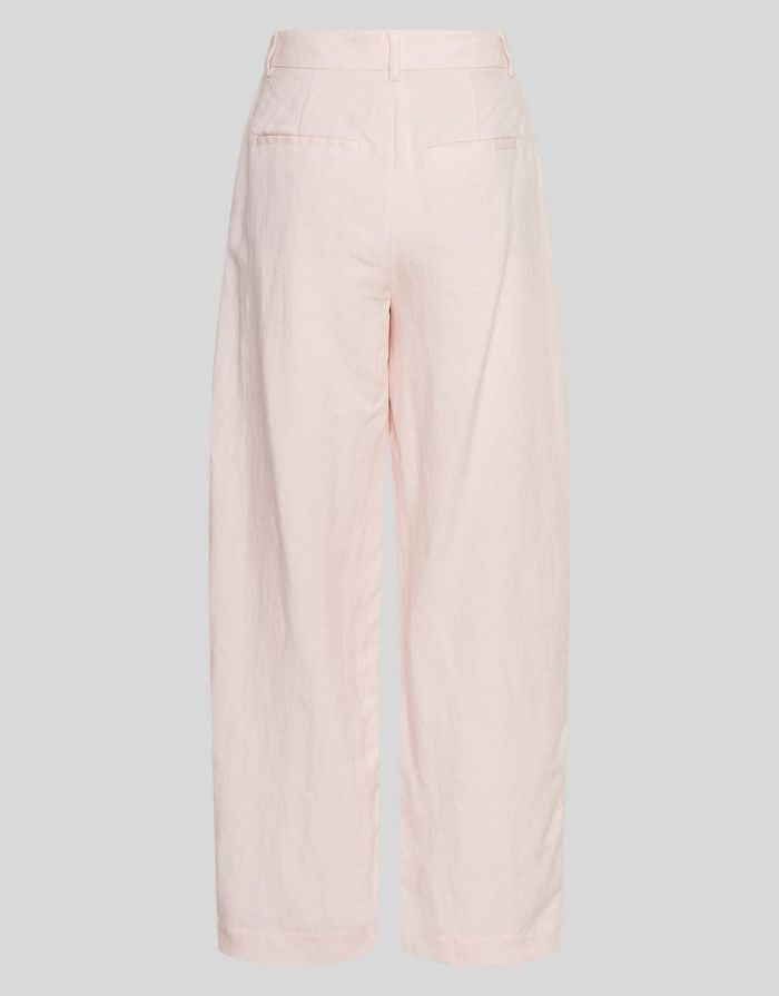 Hellrosa Franciska HW Hose von MSCH Copenhagen mit hoher Taille, weitem Bein und eleganten Falten von hinten