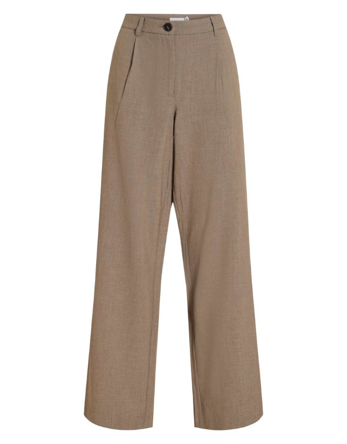 VILA Vikari Wide Hose in Melange mit weitem Bein und fließender Passform von vorne