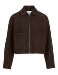  VILA Vijadas Jacke in Coffee Bean mit Reißverschluss, Hemdkragen und weicher Terry-Struktur.