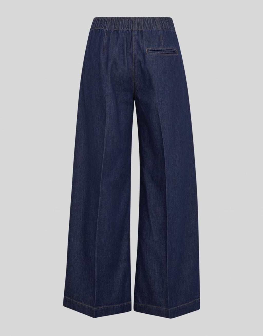 Dunkelblaue Jeans Sana Lis von MSCH Copenhagen in Dark Blue Wash mit weitem Bein, lockerer Passform und elastischem Bund.