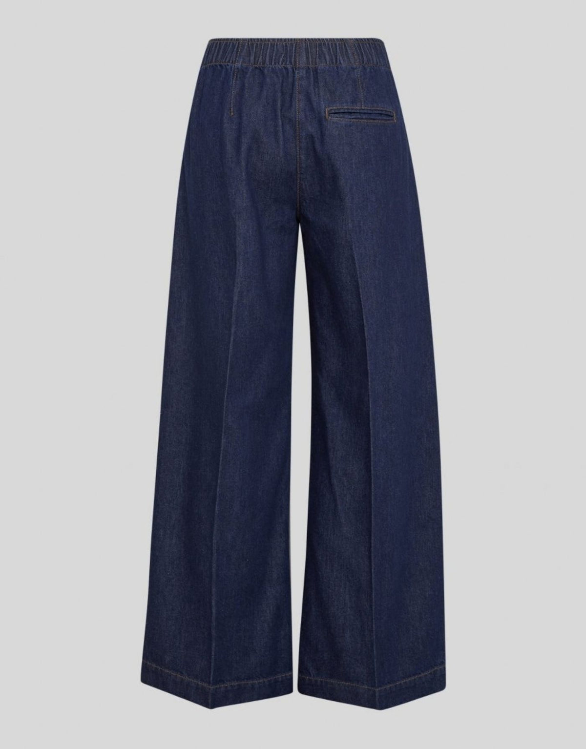 Dunkelblaue Jeans Sana Lis von MSCH Copenhagen in Dark Blue Wash mit weitem Bein, lockerer Passform und elastischem Bund.