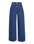 Mittelblaue Loa Lis Boxy Wide Jeans Long von MSCH Copenhagen aus Baumwolle mit hoher Taille, lockerer Passform, langen weiten Beinen und klassischen Jeanstaschen von vorne