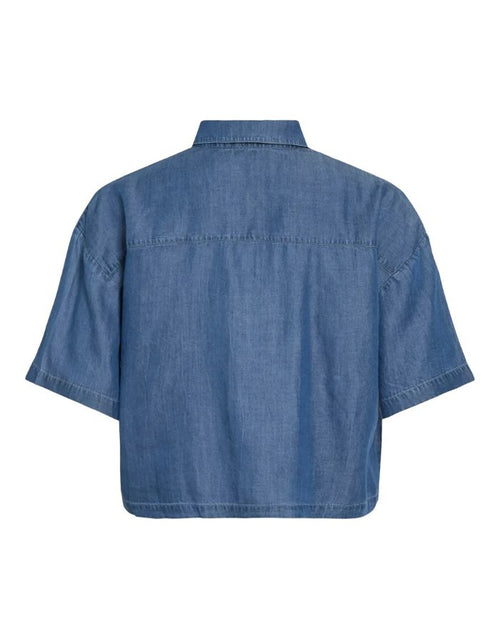 VILA Jeansshirt Vitevira 2/4 Medium Blue Denim aus TENCEL™ mit leichter, fließender Qualität.