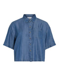 VILA Jeansshirt Vitevira 2/4 Medium Blue Denim aus TENCEL™ mit leichter, fließender Qualität.