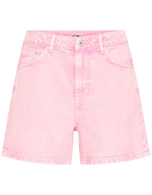  ICHI Shorts Ihavena Cameo Pink mit hoher Taille und verwaschenem Denim-Look.