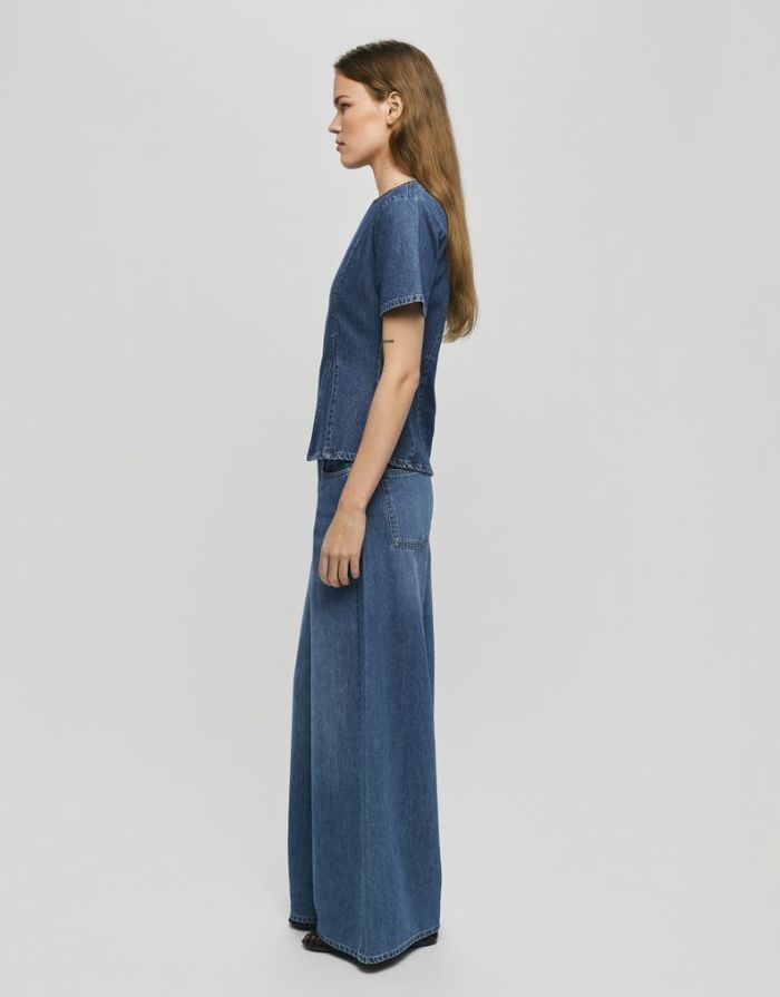 MSCH Copenhagen Jeans Turig Alena Mid Blue Wash mit extra weitem Bein.