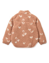 Laden Sie das Bild in den Galerie-Viewer, Liewood Nolan Teddyjacke Sweethearts Pale Tuscany, weiche Fleecejacke mit Stehkragen und Taschen.
