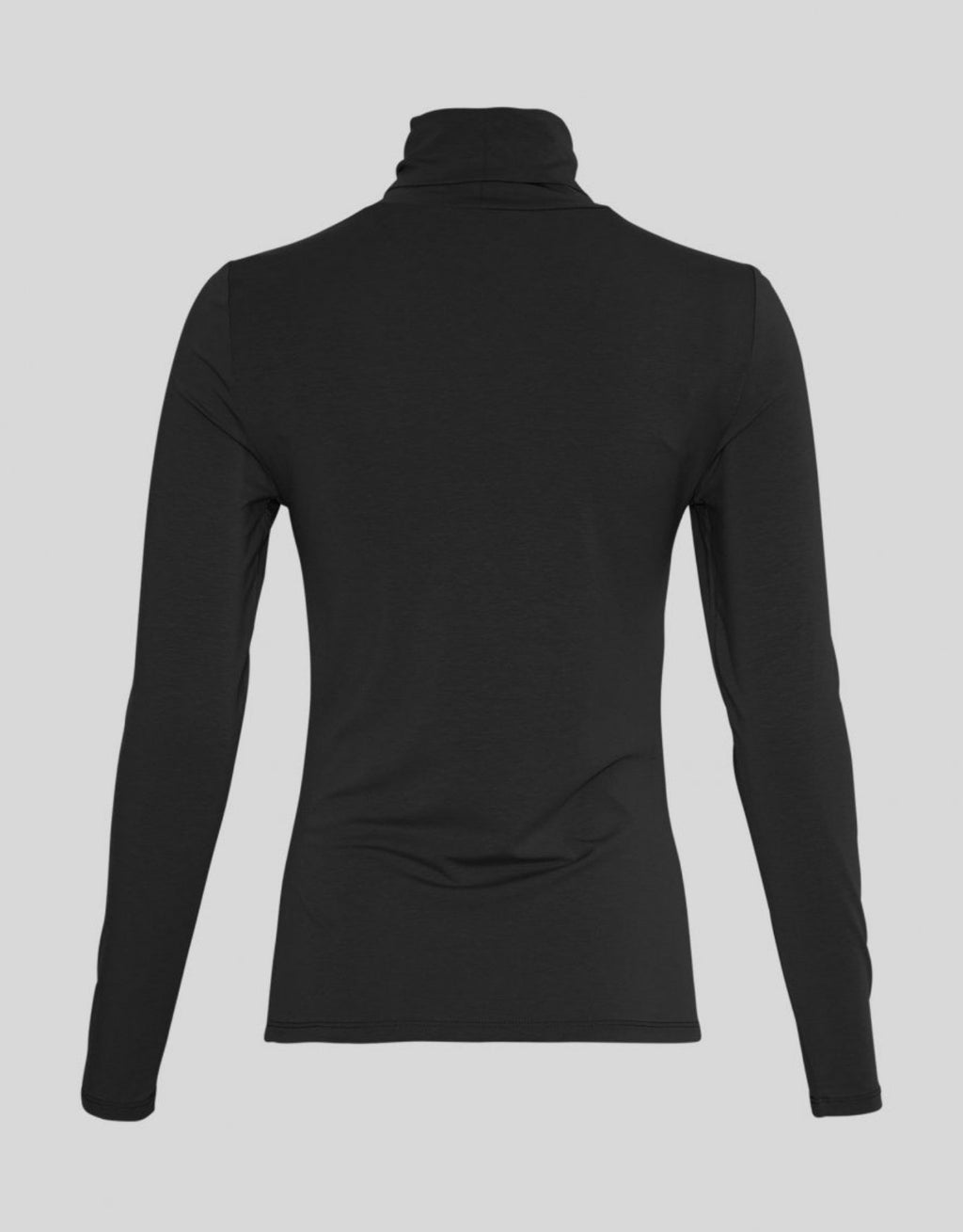 Schwarzes Langarmshirt Betrina von MSCH Copenhagen mit Rollkragen und schmaler körpernaher Passform hinten