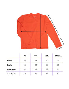 Popeia Langarmshirt in Rot – Relaxed Fit, breiter Kragen, Kindness-Spruch im Nacken, Bio-Baumwolle“
