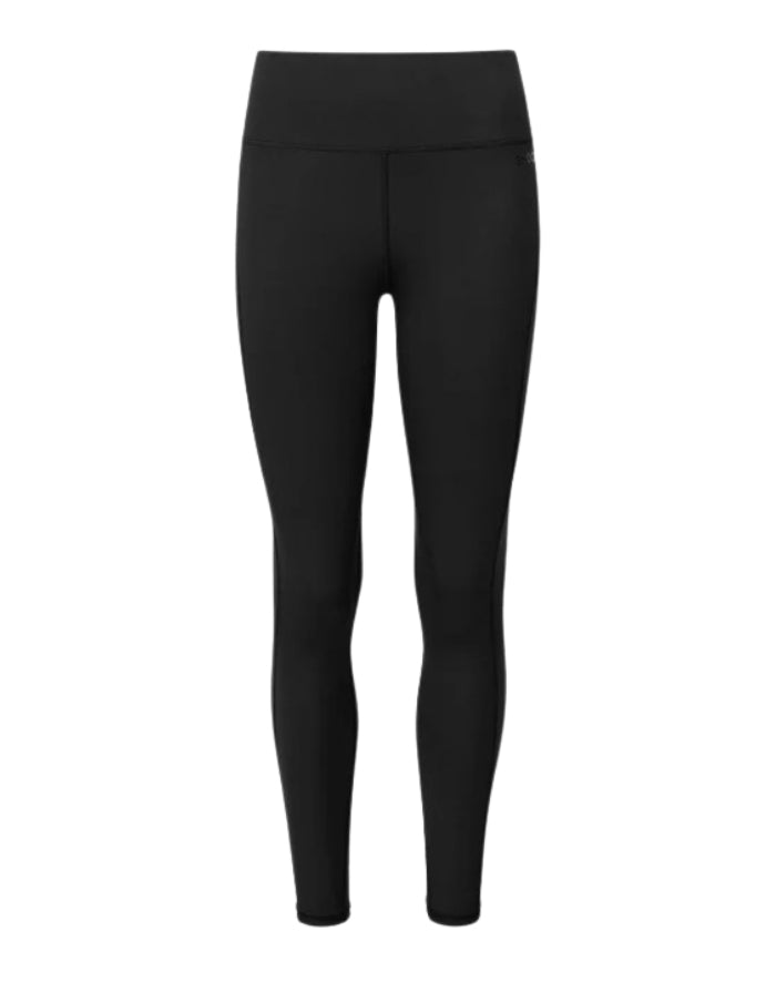 High-Waist-Leggings von SNOCKS mit hohem Bund aus flexiblem, blickdichtem Material mit recyceltem Polyester als Freisteller in der Farbe Schwarz