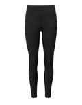 High-Waist-Leggings von SNOCKS mit hohem Bund aus flexiblem, blickdichtem Material mit recyceltem Polyester als Freisteller in der Farbe Schwarz