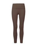 High-Waist-Leggings von SNOCKS mit hohem Bund aus flexiblem, blickdichtem Material mit recyceltem Polyester in der Farbe Chocolate als Freisteller