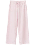 Gina Tricot rosa Leinenhose mit Bindeband, geradem Bein und lockerer Passform.