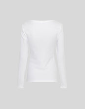 Laden Sie das Bild in den Galerie-Viewer,  MSCH Copenhagen Longsleeve Jeanie Rasmia Bright White mit U-Ausschnitt und figurbetonter Passform.

