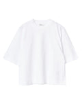 Weißes Oversize-T-Shirt von Gina Tricot in White mit verkürzter Länge und geripptem Rundhalsausschnitt.