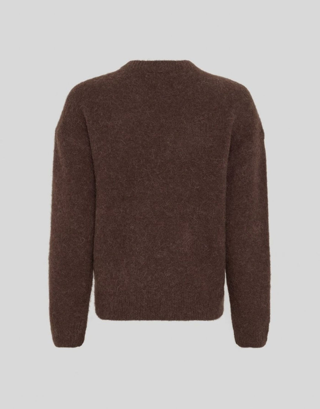 Brauner Strickpullover Festina Hope von MSCH Copenhagen in Hot Fudge mit Rundhalsausschnitt, überschnittenen Schultern und gerippten Bündchen.