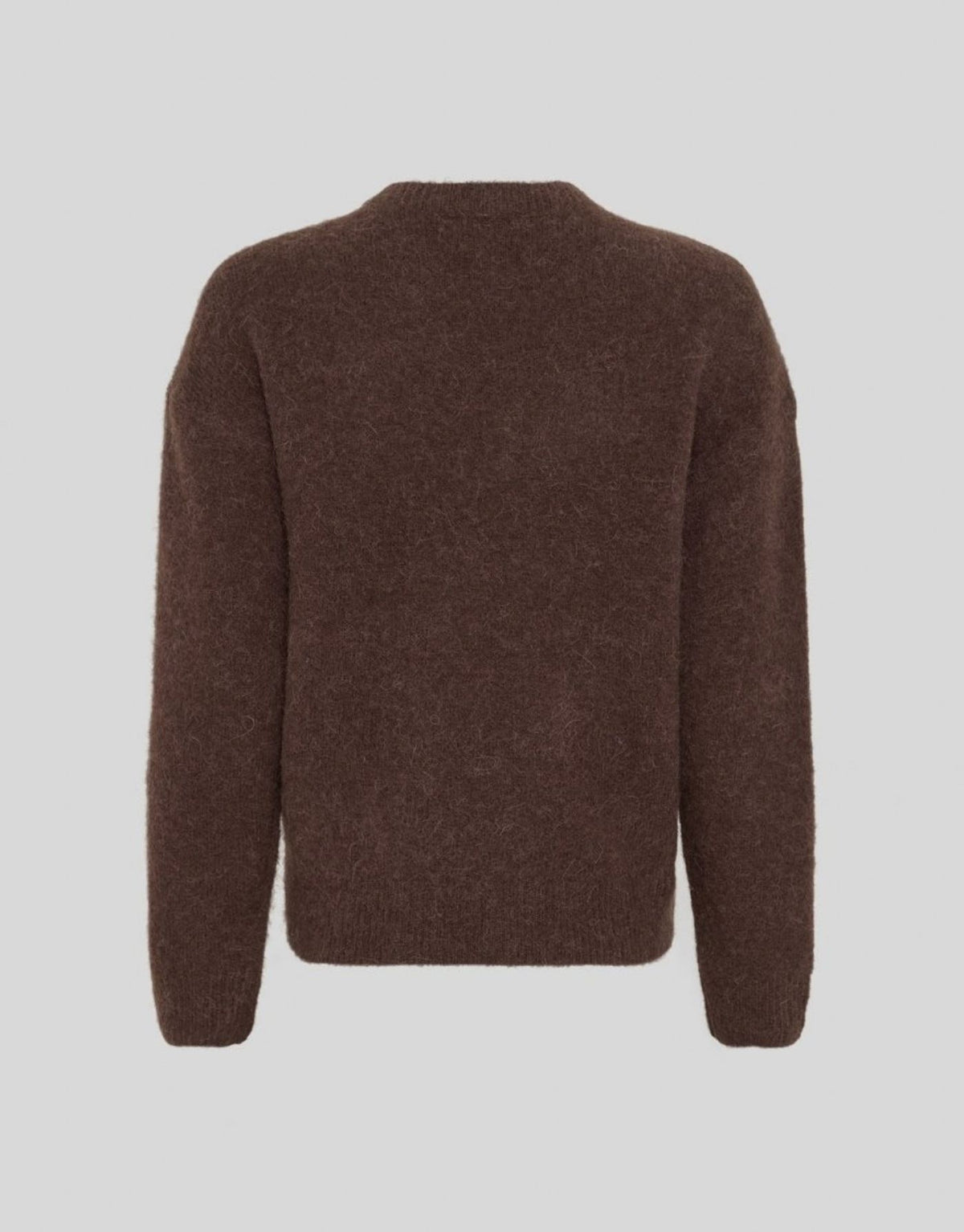 Brauner Strickpullover Festina Hope von MSCH Copenhagen in Hot Fudge mit Rundhalsausschnitt, überschnittenen Schultern und gerippten Bündchen.