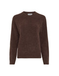 Brauner Strickpullover Festina Hope von MSCH Copenhagen in Hot Fudge mit Rundhalsausschnitt, überschnittenen Schultern und gerippten Bündchen.