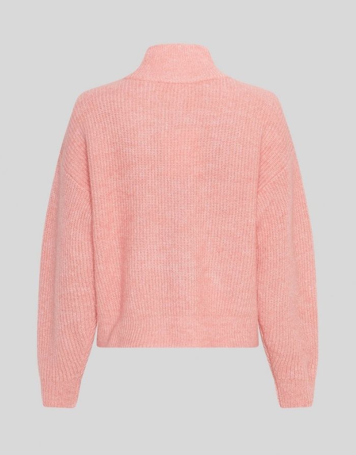 MSCH Copenhagen Pullover Meilani Gytta Zip in Strawberry Ice – boxy geschnittener Strickpullover mit Half-Zip-Kragen aus Wollmix.