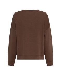 Ima Q Pullover Slate Black von MSCH Copenhagen, mit rundem Halsausschnitt, überschnittenen Schultern und lockeren Ärmeln, aus LENZING™ ECOVERO™-Viskosemix – moderner, bequemer Alltags-Pullover